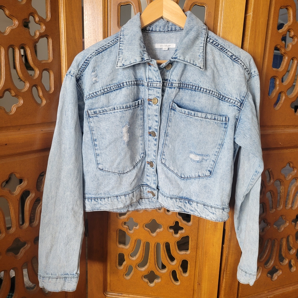 STS Blue Alice Cropped Acid Wash Denim Jacket Size Small